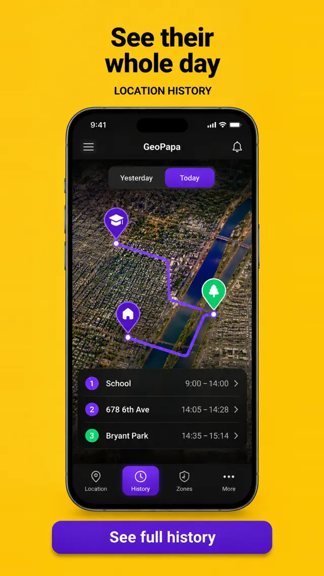 Geopapa store preview of location history